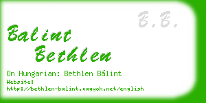 balint bethlen business card